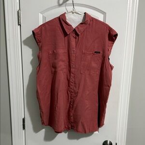 Calvin Klein Jeans Sleeveless Button Down Shirt - Red